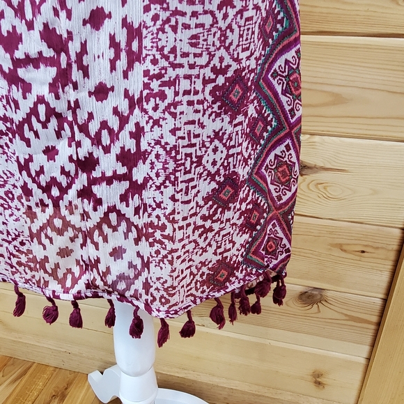 Maurices‎ Tassel Hem Sheer Lined Midi Dress Size Medium - Picture 7 of 9